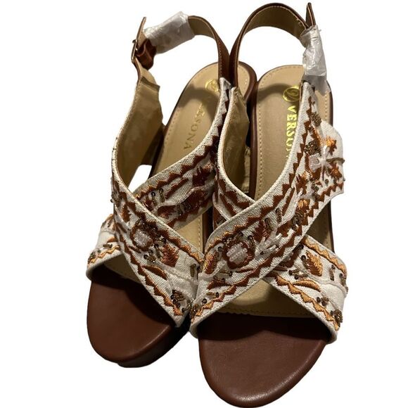 Versona Embroidered and Beaded Platform Sandals Size 8 NWOB - Picture 4 of 14